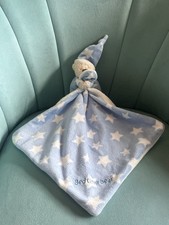 MOTHERCARE BLUE BEDTIME BEAR TEDDY BABY SOFT PLUSH TOY WHITE STAR COMFORTER 0520