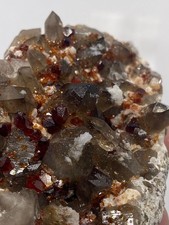 Smoky quartz with garnet - quartz,