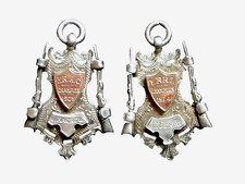 TWO  Antique Silver Rifle Shooting MEDALS with Gold Shield. 19g. 1922 & 1924 V.G