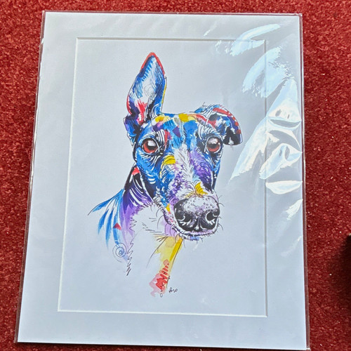 Whippet print mounted - mounted,, single