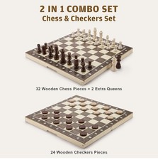 Large Chess Wooden Set Folding