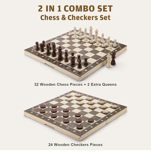Large chess wooden set folding - large,