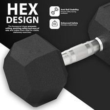 Hex Dumbells - Rubber Encased Hexagonal Dumbbells Weights Set pair 2x6kg