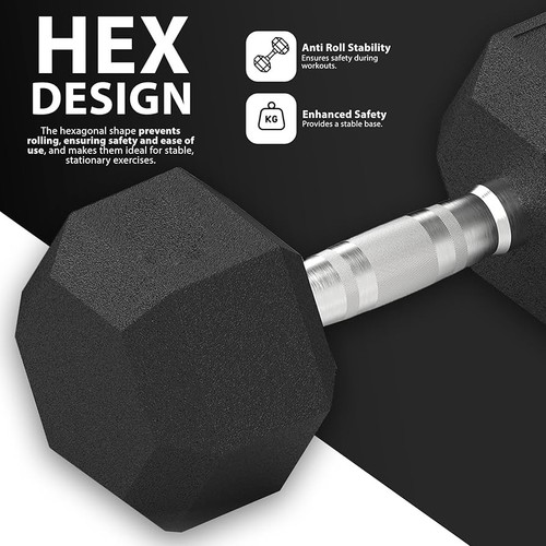 Hex dumbells rubber - hex,