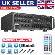 2000W Digital Power Amplifier Bluetooth Stereo HiFi Audio 2CH USB FM SD Car Home
