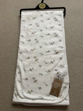 New Mothercare Baby Blanket Unisex White & Neutral Animal Print Cotton 80 x 100