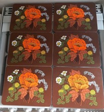 Vintage M&S St Michael Place Mats Set of 6 Flower Design 1960s 1970s 