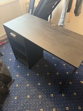 Black Computer Desk 3 Drawer, 3 Shelf, Home Office, Study, PC, Laptop, Table