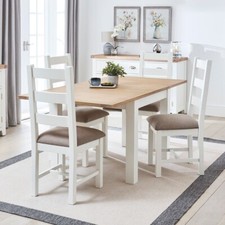 Cheshire White Flip Top Dining Table & 4 Ladder Back Chair Set - CW80-CW49-4-QTY