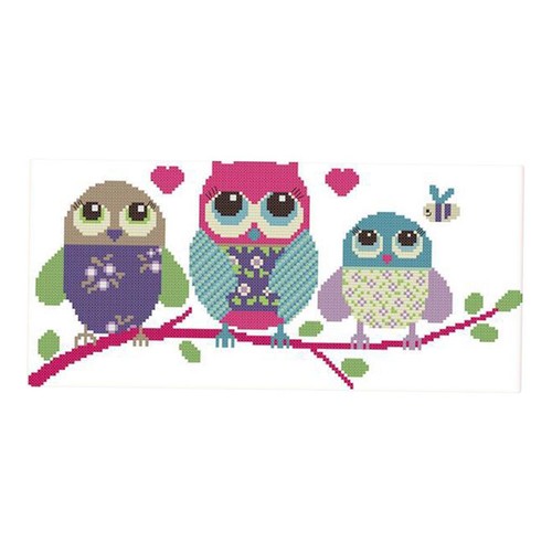 Pre printed cartoon three owls - pre-printed,