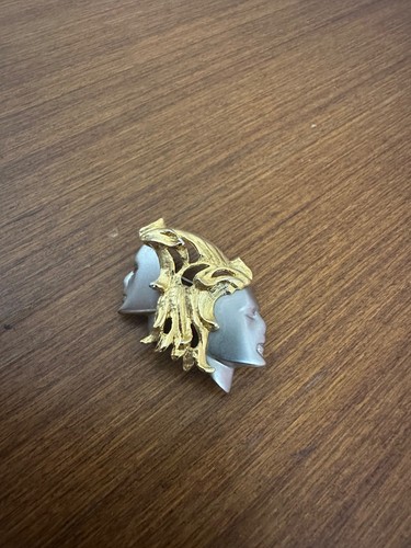 Vintage two faces mask brooch - vintage,