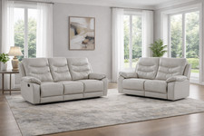 GREY Italian Leather 3 Seater