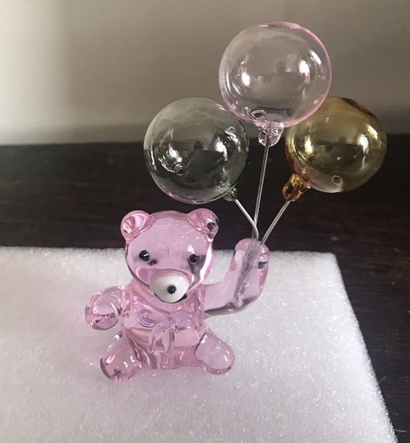 Pink glass bear with - pink, of