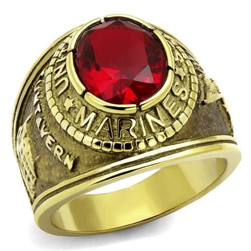 Gold marines ring mens ruby