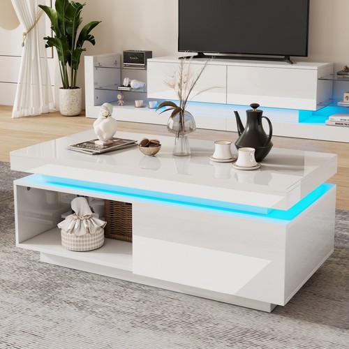 Led coffee table with drawer - with,