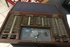 Original Boxed Opticians Lenses Set  Antique Curio Eye Testing Mahogany Case Box