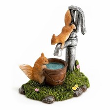 Miniature Dollhouse Fairy Garden Curious Squirrels at Water Well - Buy 3 Save $5