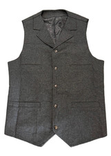 Vintage Style, Mens Tweed Waistcoat - Charcoal - Size Large, Adjustable