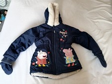 Navy Blue Peppa Pig Coat with attached gloves Age 5-6 Years