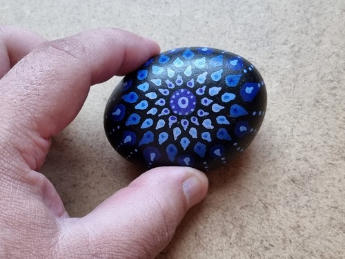 Hand painted stone pebble - painted, stone,