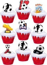 30 STAND UP Football Theme Sport Edible Cup Cake Toppers Party Wafer Decorations