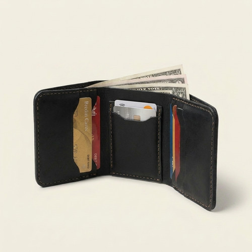 Mens genuine leather - genuine, trifold