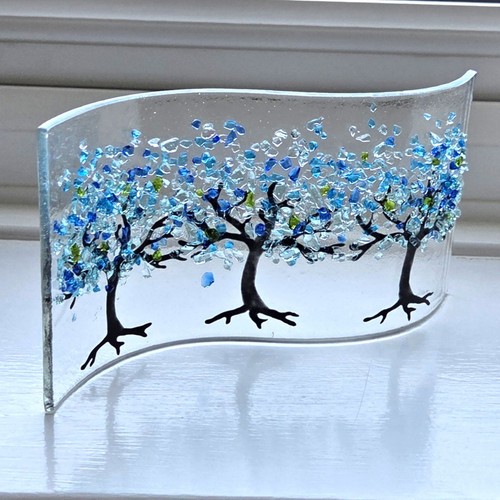 Handmade fused glass wave with