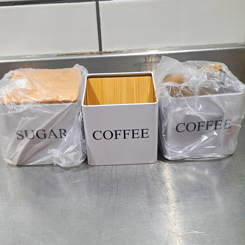 3pc white metal coffee - 3pc,