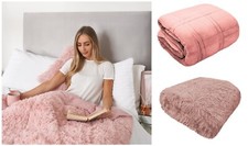 Cuddle Velour WEIGHTED BLANKET Cosy Soft Warm Sensory Anxiety AUTISM Throw Pink