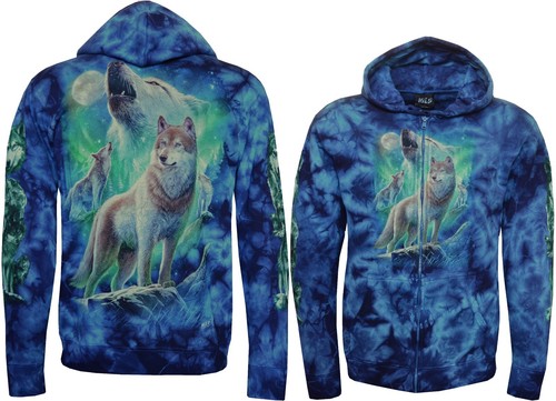 Tie dye hoodie zip wolves - tie,