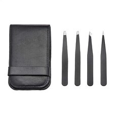 Amazon Basics 4Pcs Professional Stainless Steel Tweezers Set For Eyebrows Facial