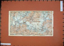 Old Vintage Print 1928 Colour Map Switzerland Visp Raron Matterhorn Mont 20th