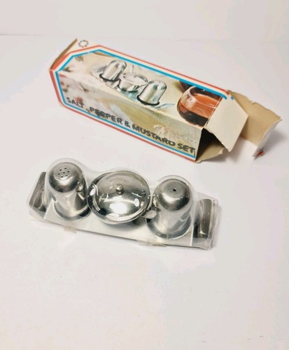 Vintage stainless steel salt - stainless,