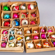 33 Vintage MERCURY GLASS BAUBLES Decorative Christmas Tree Ornaments ORIGINAL