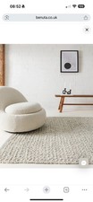 Beautiful light grey wool rug with tiny pompom details