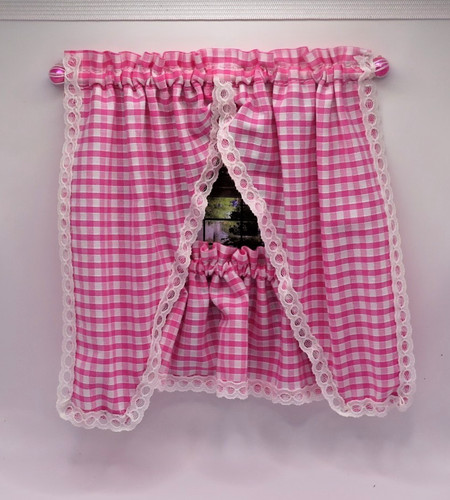 Dolls house curtains - pink, &