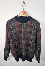 St Michael Wool & Alpaca Jumper Men's Small Check Knit Marks & Spencer 90's
