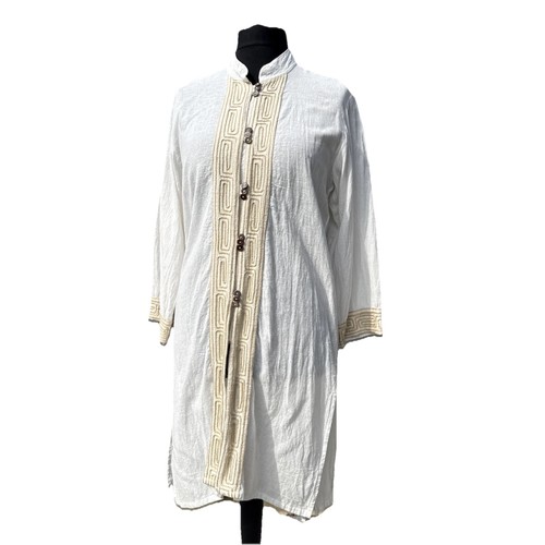 Cream embroidered long jacket - cream,