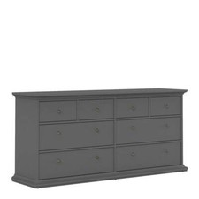 PARIS LARGE WIDE FRENCH COUNTRY STYLE 8 DRAWER CHEST OF DRAWERS IN MATT GREY