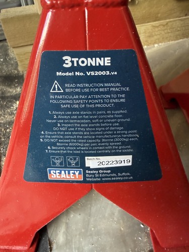 Sealey vs2003 axle stands - sealey,