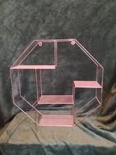 Large Geometric Rose Gold Metal Wall Shelf 21" Hexagon Display Unit