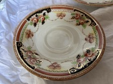 Made In Delphine China Circa 1870 Four Saucers With Floral Pattern And Gilding