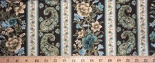 Paisley Stripe Floral Valance Brown Teal Green Gold Etch Window Curtain Topper