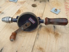 Vintage Rolson Manual Hand Drill With Wooden Handle