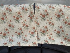 Pair Vintage Curtains 100% Cotton Poppies Made In UK W44” D42” (B6