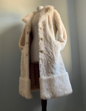 VINTAGE FAUX FUR COAT TRENCH 12 10 cream gold LANKIN CAREER ORIGINALS ILGWU USA