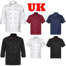 UK Unisex Men Women Breathable Chef Jacket Cooking Coats Chef Work Uniform