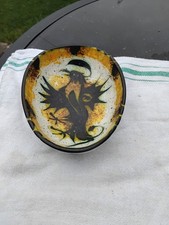 Vintage Celtic Studio Pottery Newlyn Gold Phoenix Egg Shaped Bowl