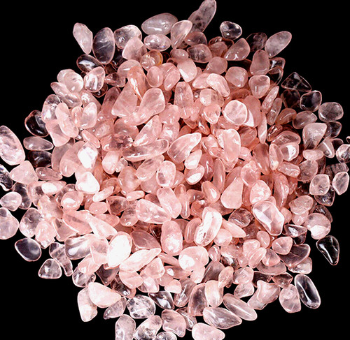 Rose quartz crystal chips - quartz,