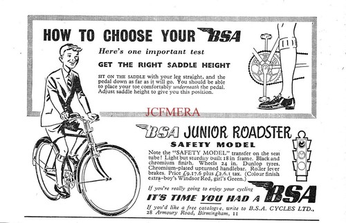 Bsa junior roadster bicycle - bsa, 'junior